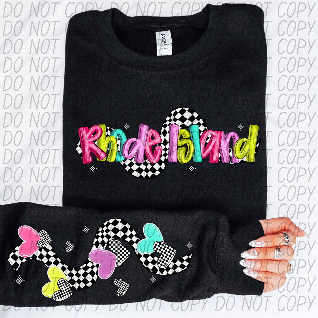 Bright Checkered States SLEEVE DTF Print