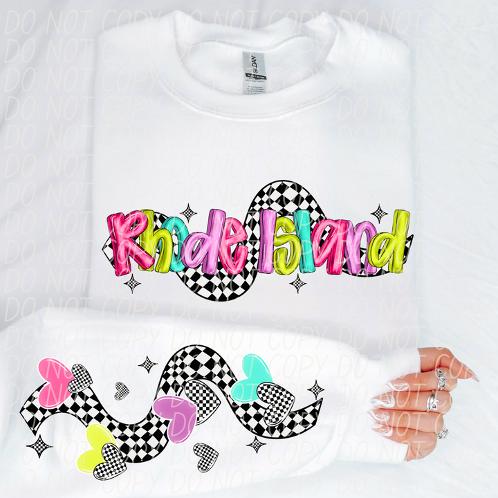 Bright Checkered States SLEEVE DTF Print