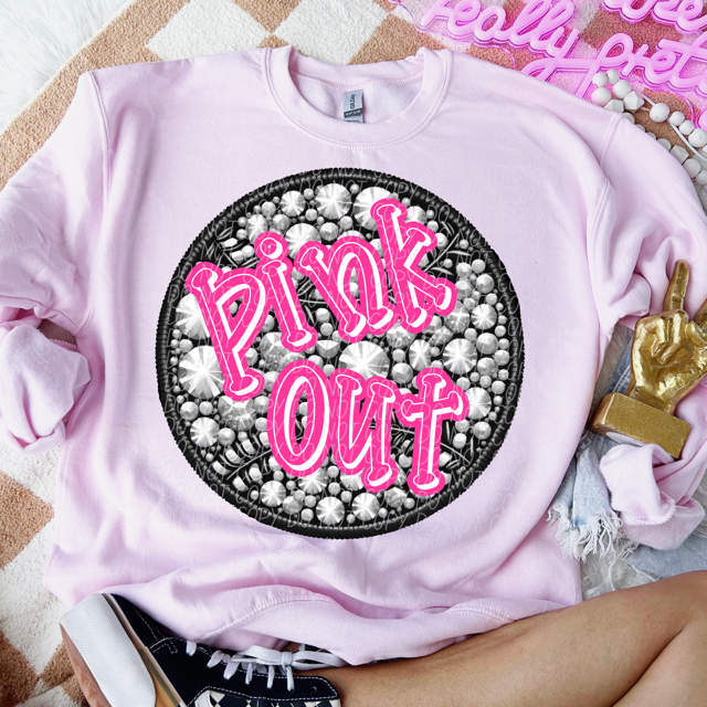 Pink Out Rhinestone Sports DTF Print