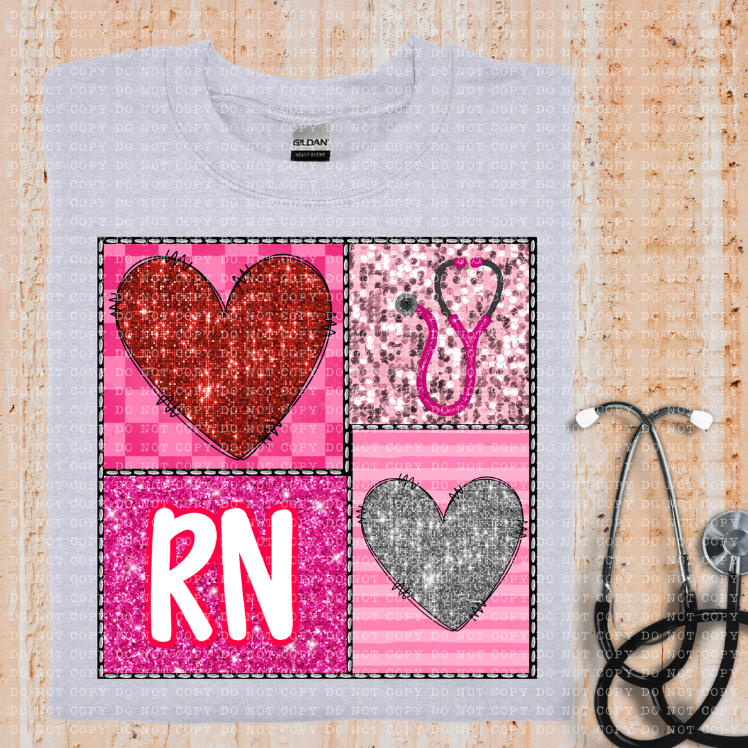 Sparkle Heart Square Occupations DTF Print