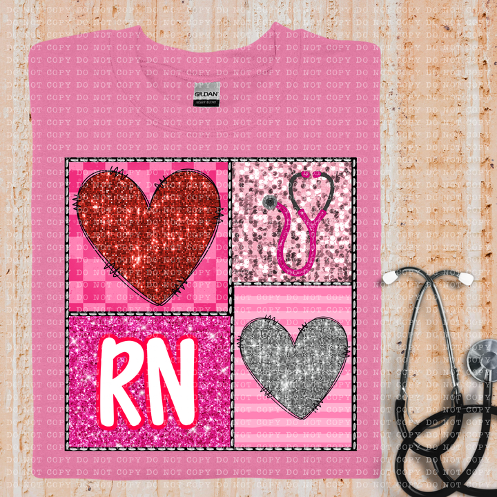 Sparkle Heart Square Occupations DTF Print