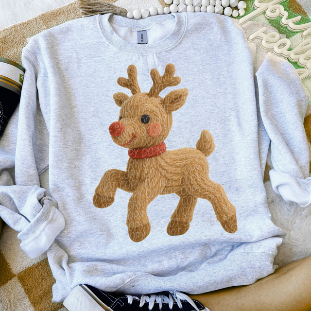 Faux Cable Knit Rudolph DTF Print