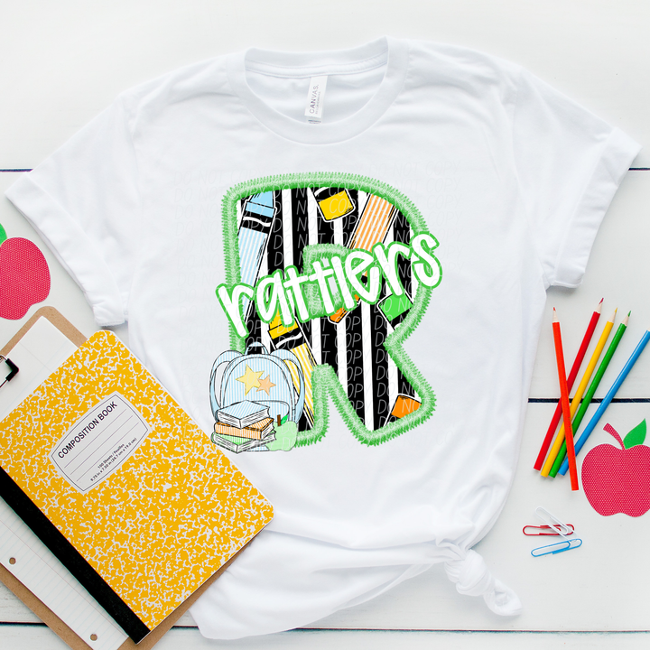 Green Letter Back to School Mascots Youth DTF Print