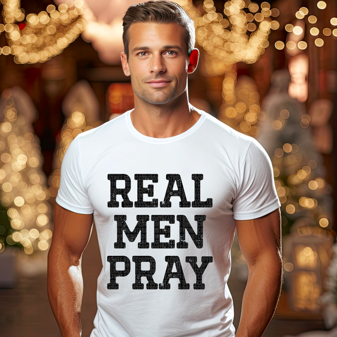 Real Men Pray (Black) DTF Print