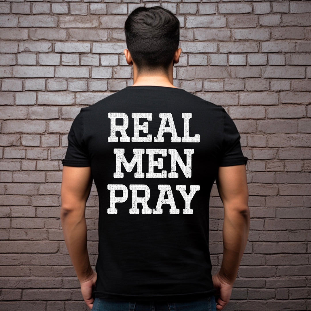 Real Men Pray (White) DTF Print