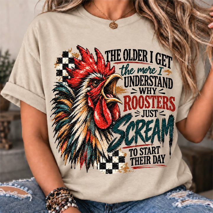 Roosters Scream To Start Day DTF Print