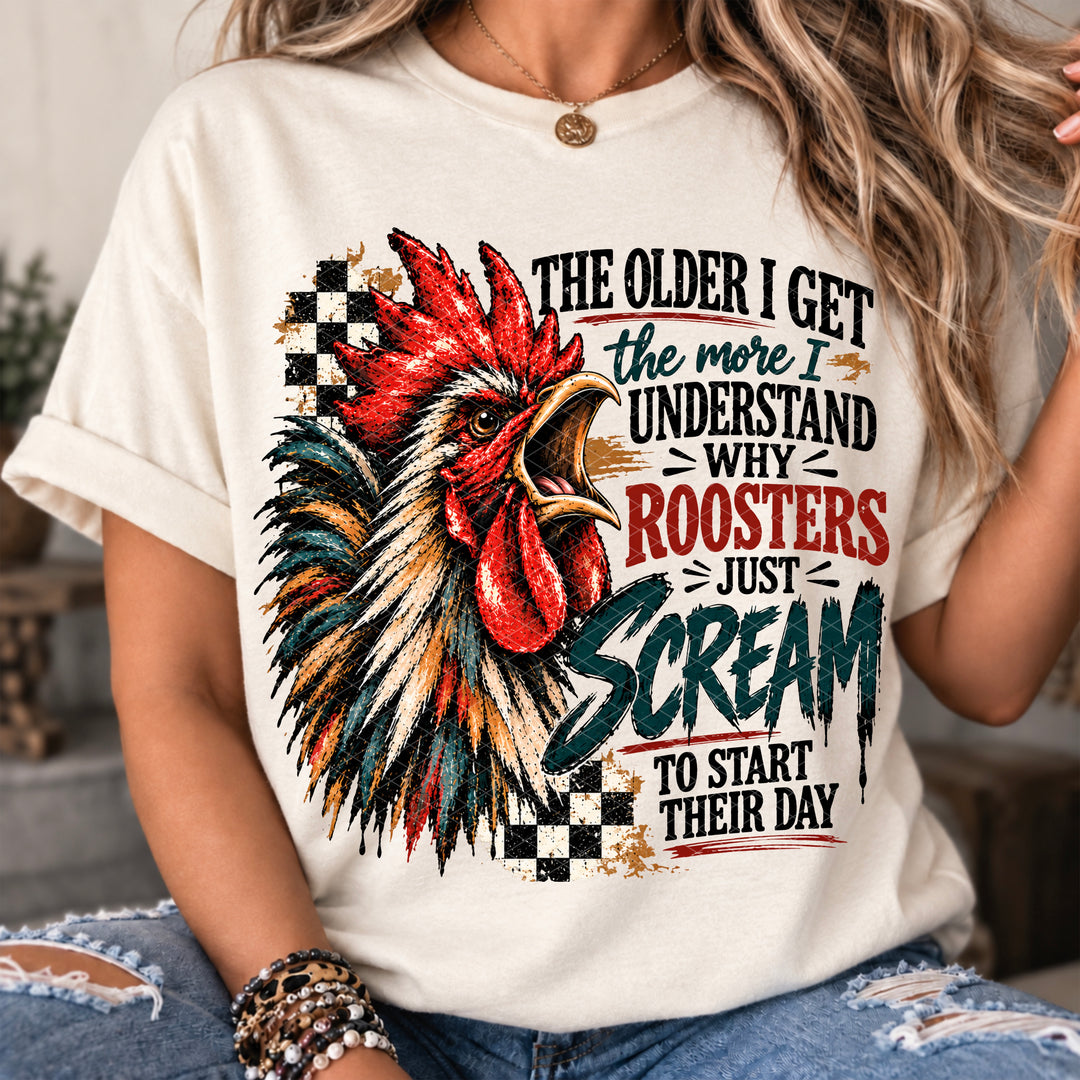 Roosters Scream To Start Day DTF Print