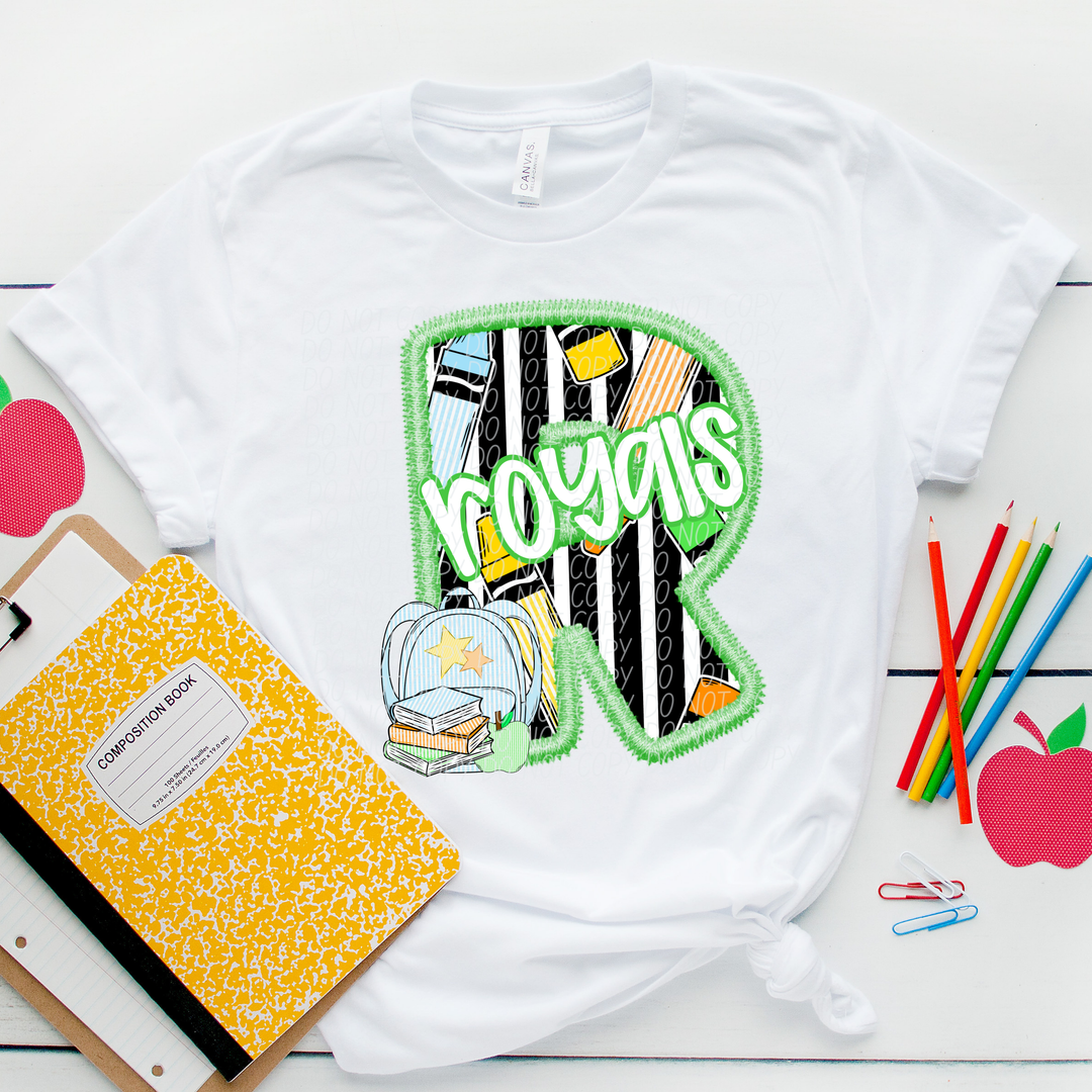 Green Letter Back to School Mascots Youth DTF Print