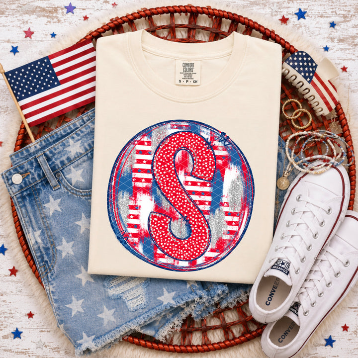 Patriotic Brush Strokes Letter Collection DTF Print