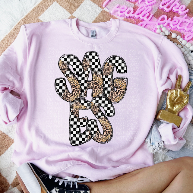 Leopard Checker School Spirit R-Z DTF Print