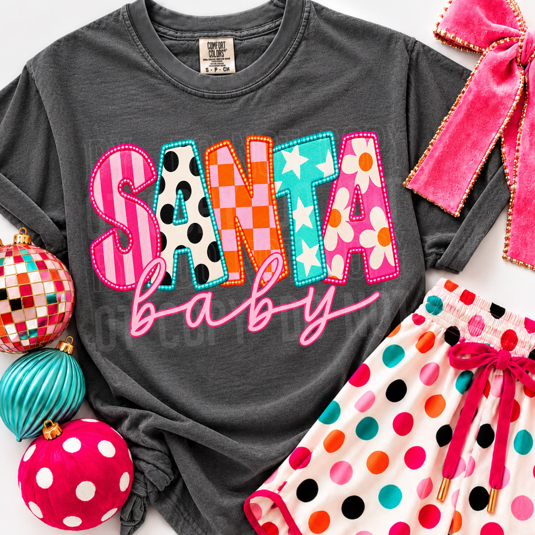 Santa Baby Colorful DTF Print