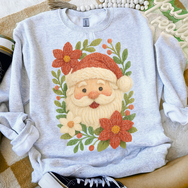 Faux Yarn Santa Flowers DTF Print