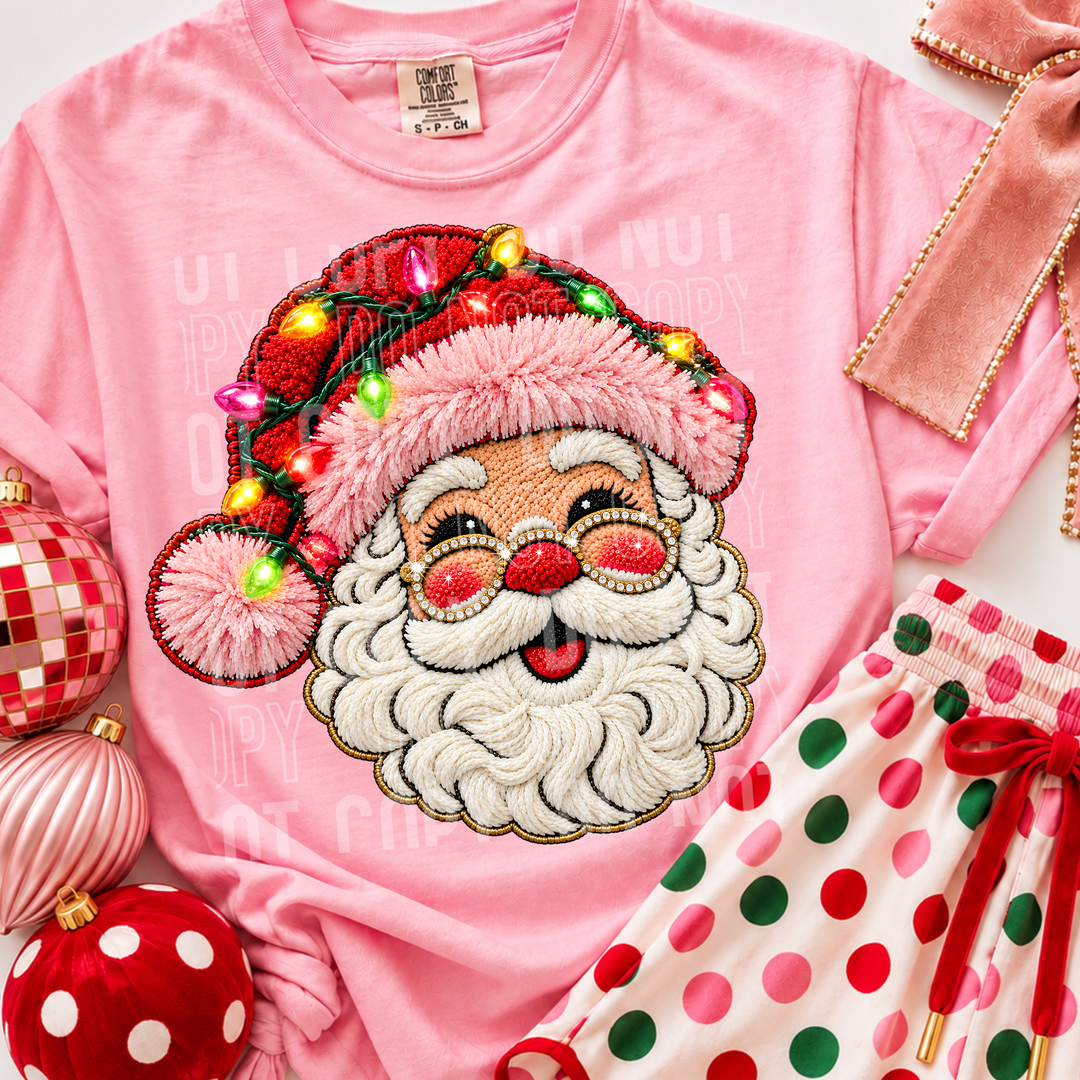 Santa Faux Embroidery DTF Print