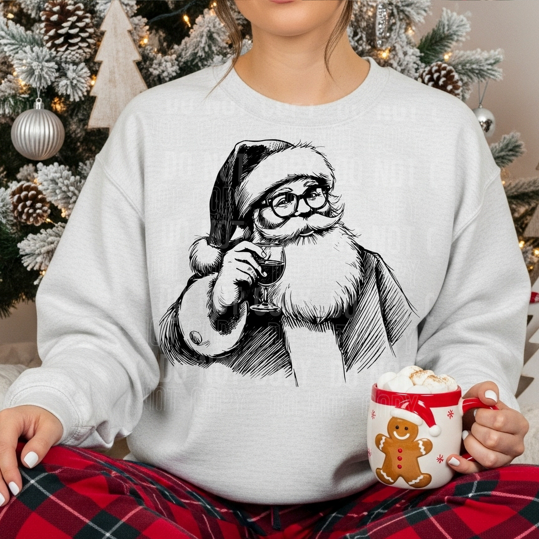 Santa Wine DTF Print