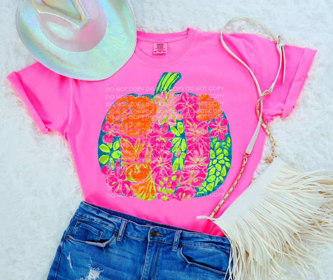 Floral Pumpkin DTF Print
