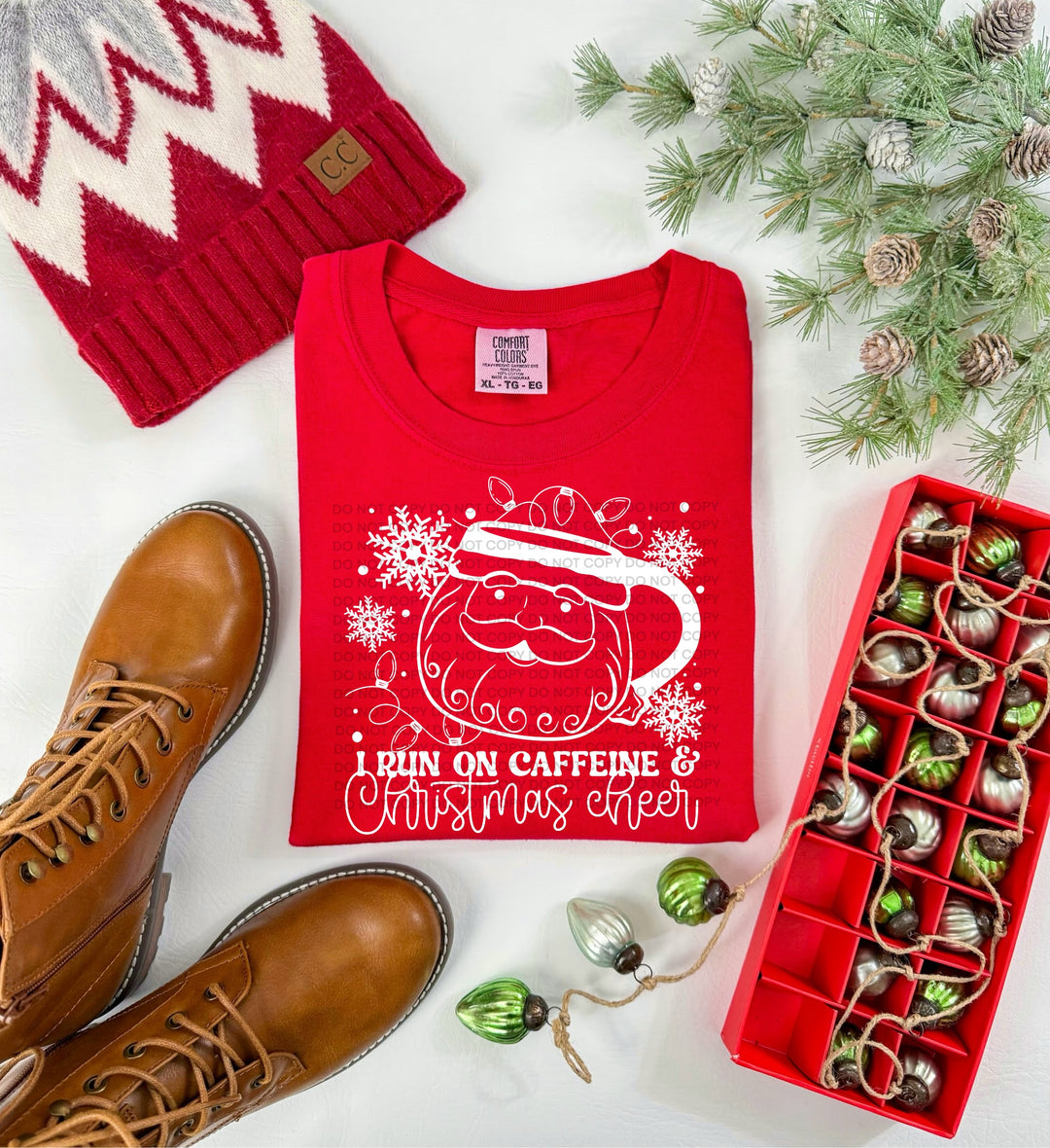 I Run On Caffeine And Christmas Cheer DTF Print