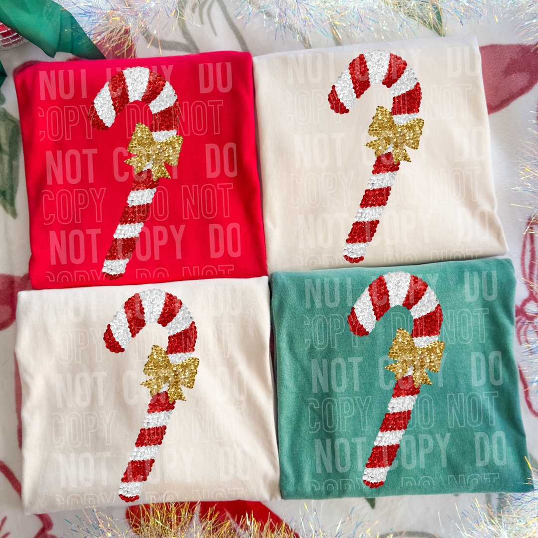 Sequin Candy Cane DTF Print