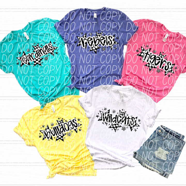 Checker Stars Mascots Youth DTF Print
