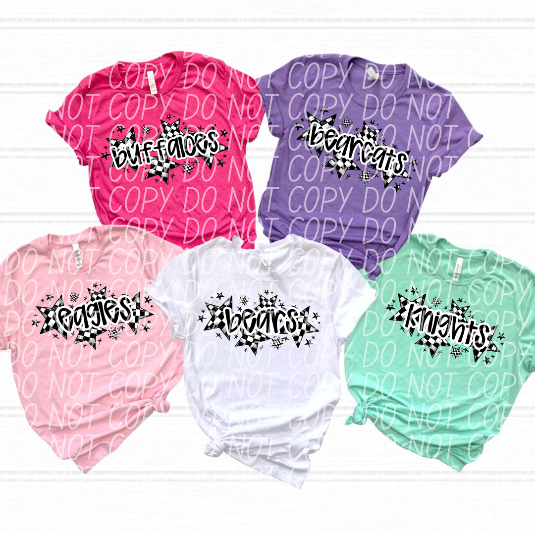 Checker Stars Mascots Youth DTF Print