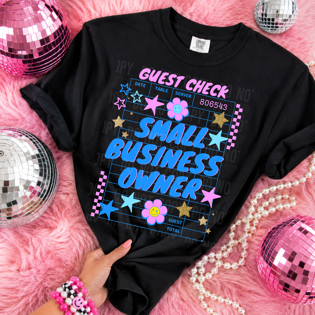 Small Business Owner Check DTF Print