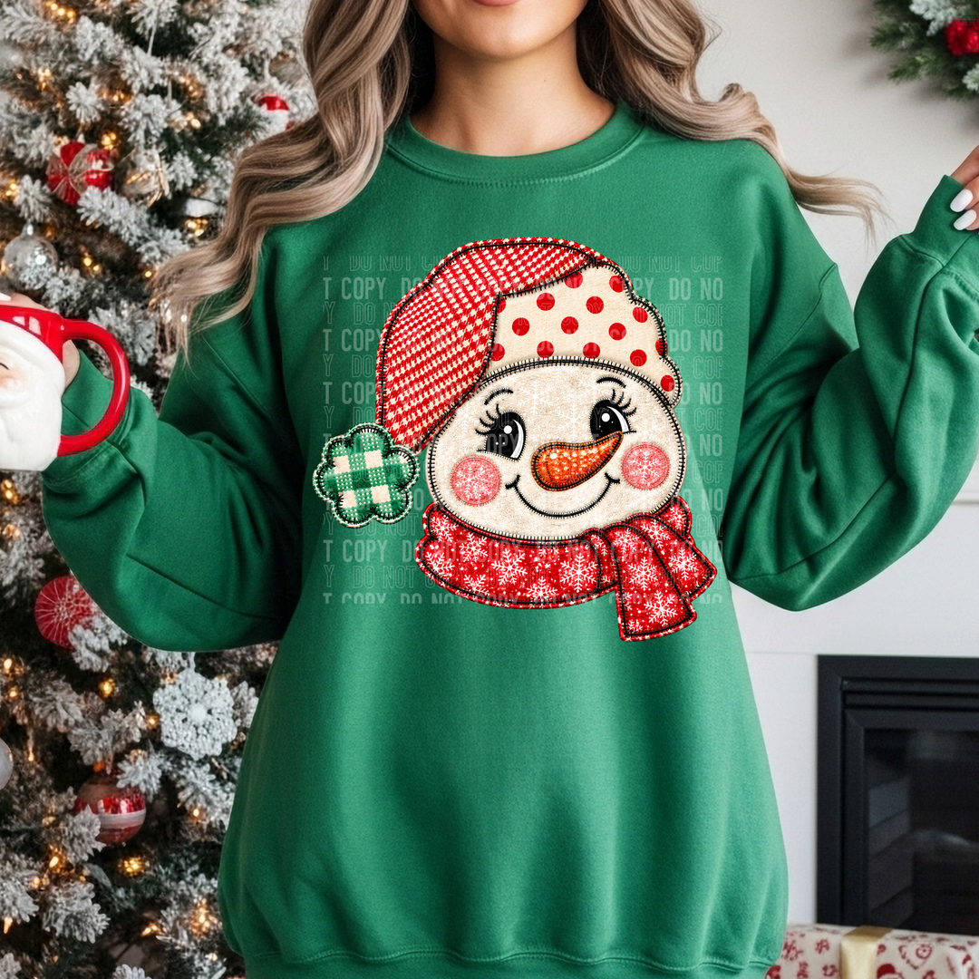 Snowman Faux Embroidery DTF Print