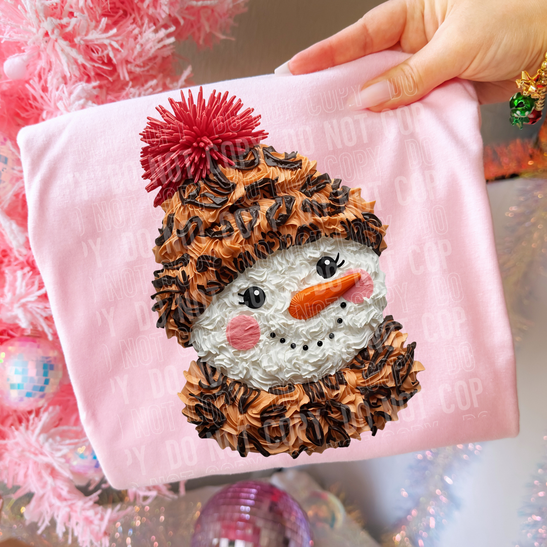 Snowman Leopard Faux Detailed DTF Print