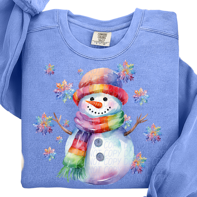 Rainbow Snowman DTF Print