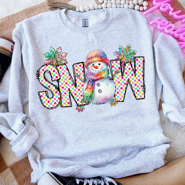 Snow Rainbow Snowman DTF Print