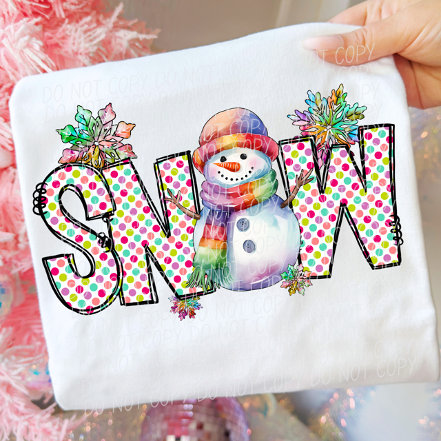 Snow Rainbow Snowman DTF Print
