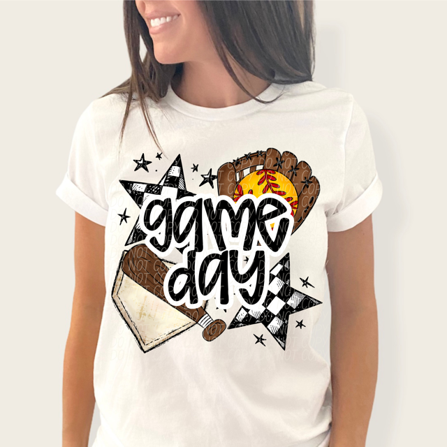 Game Day Sports Checkered Stars DTF Print