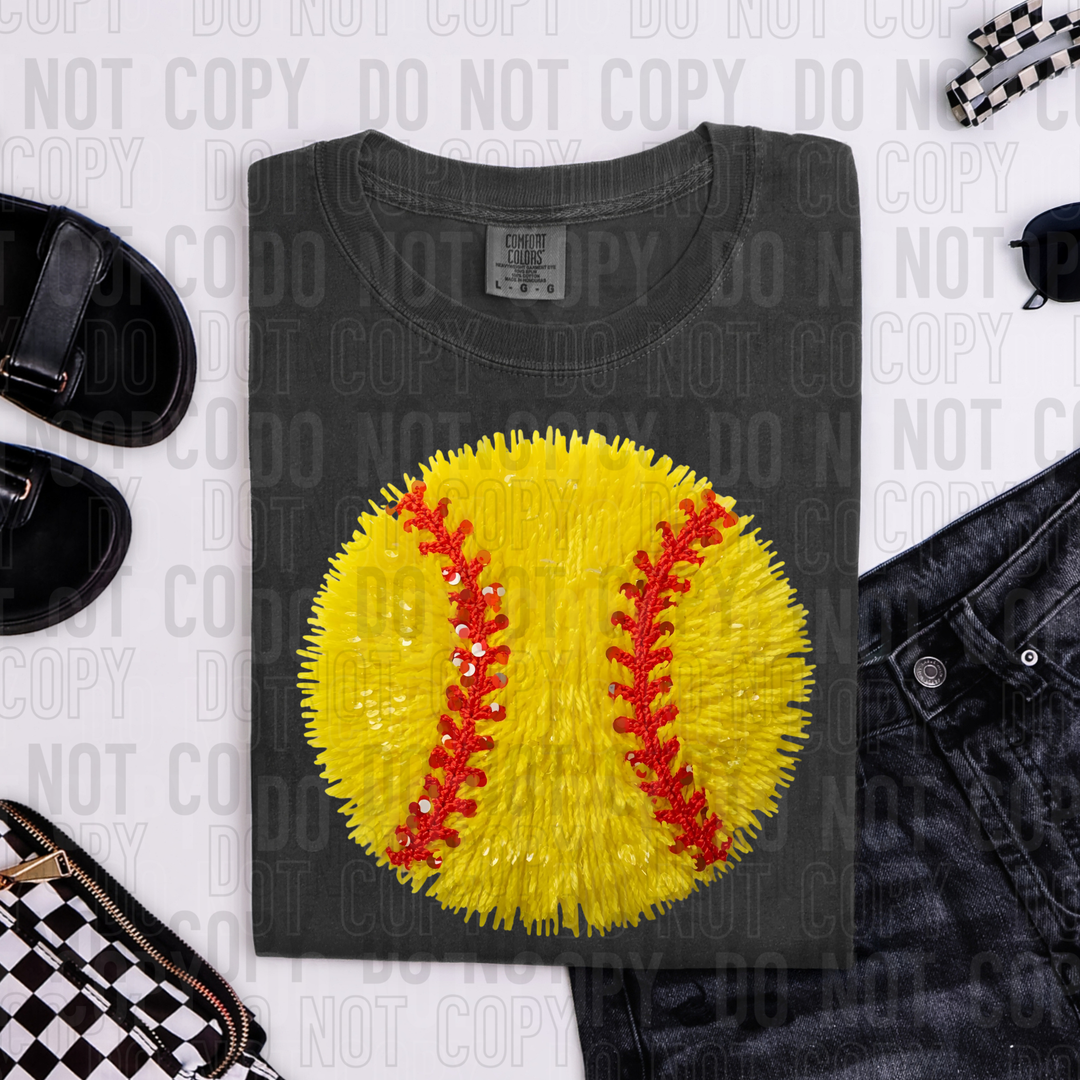 Softball Faux Yarn DTF Print