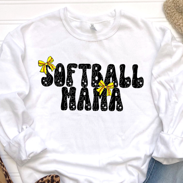 Softball Mama Bow DTF Print