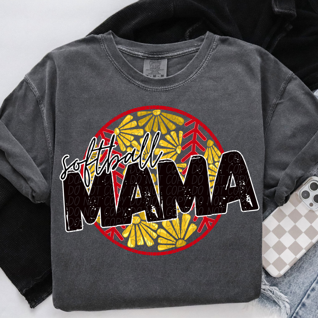 Softball Mama Floral DTF Print