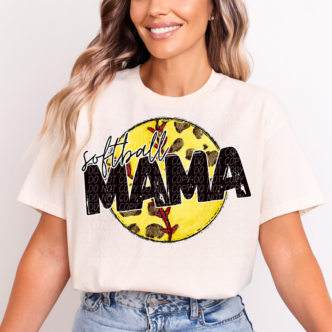 Softball Mama Leopard DTF Print
