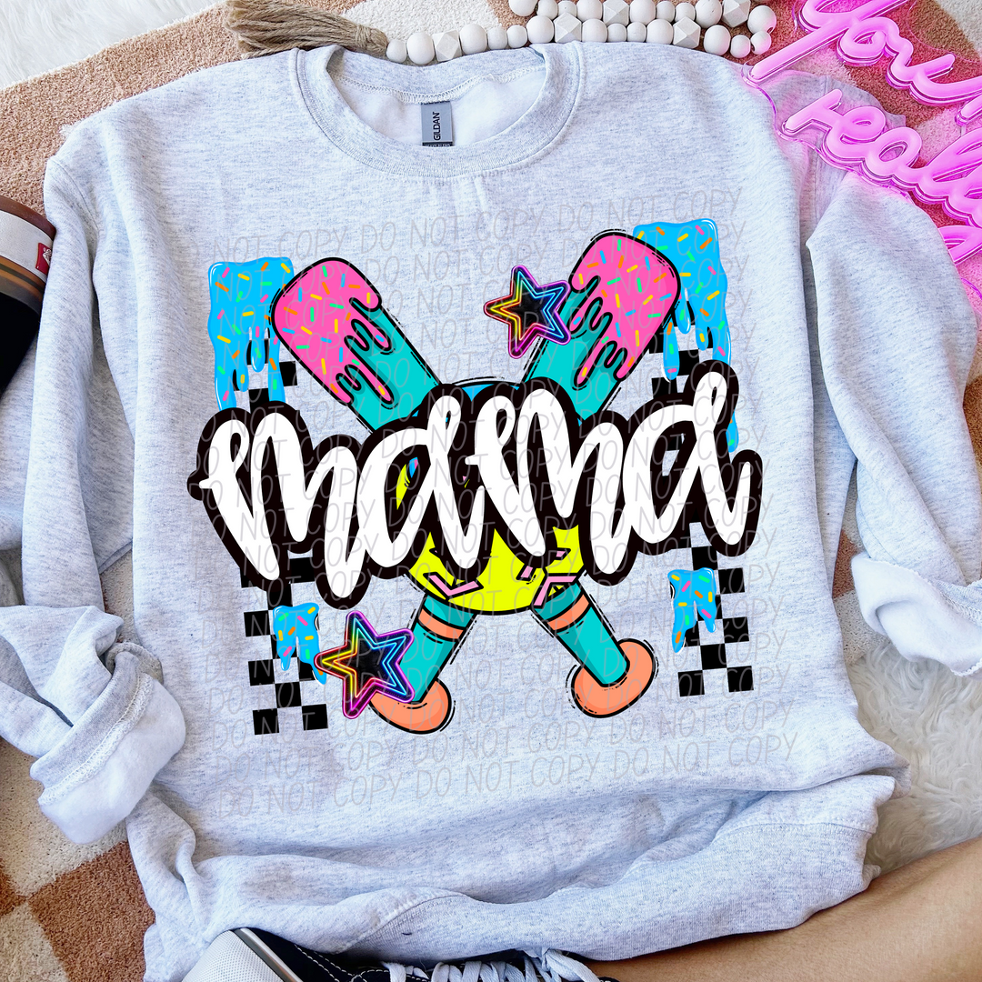 Softball Mama Bats Drip DTF Print