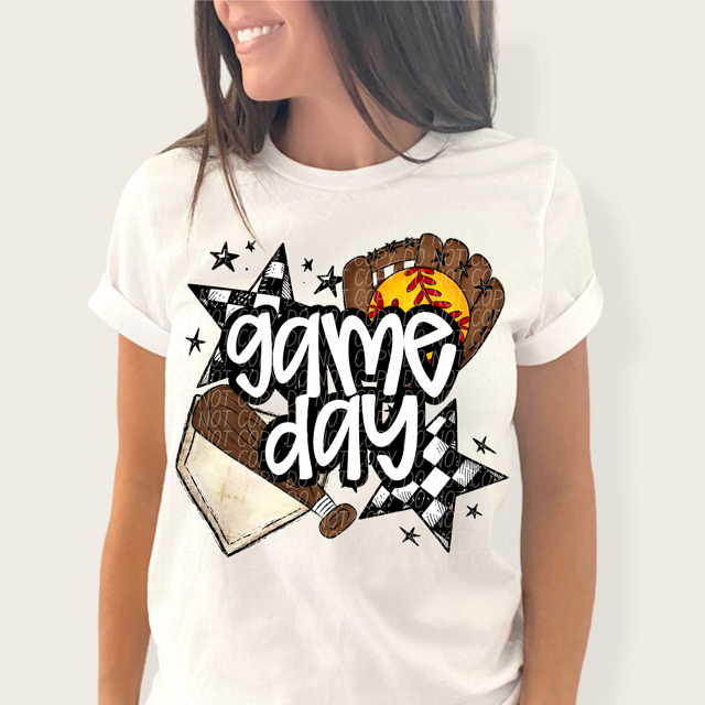 Game Day Sports Checkered Stars DTF Print