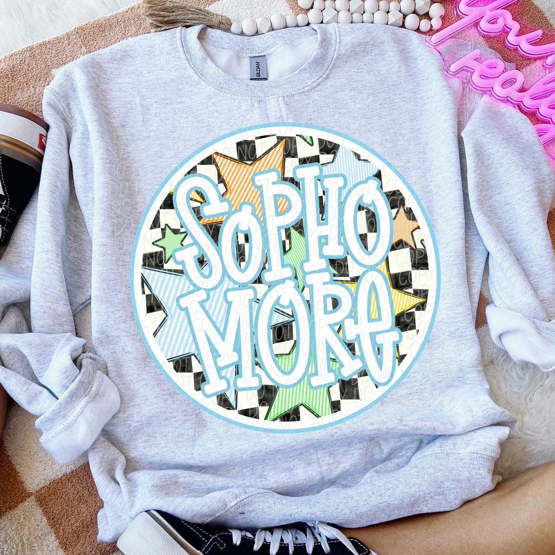 Back To School Stars Blue - Grade Levels DTF Print