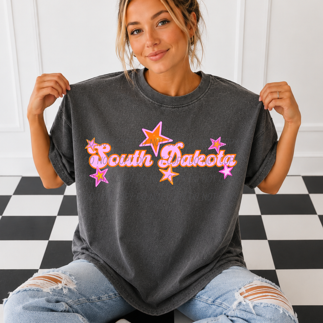Pink and Orange States DTF Print