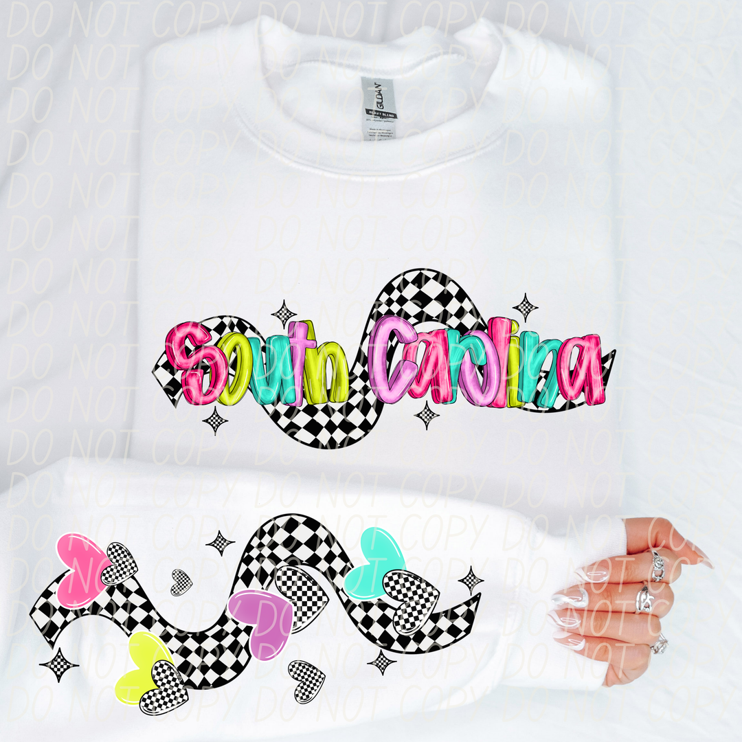 Bright Checkered States SLEEVE DTF Print