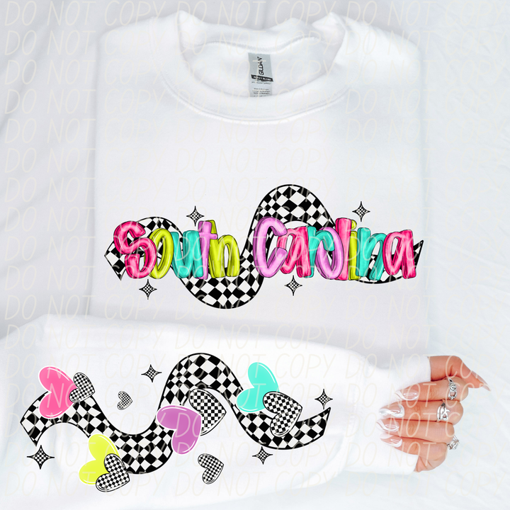 Bright Checkered States SLEEVE DTF Print