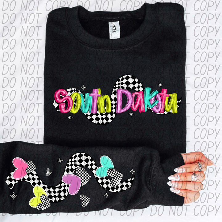 Bright Checkered States SLEEVE DTF Print