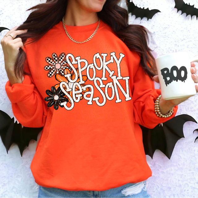 Spooky Season Orange Flower Trio DTF Print