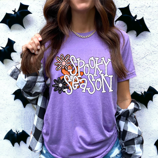 Spooky Season Orange Flower Trio DTF Print
