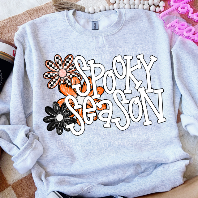 Spooky Season Orange Flower Trio DTF Print