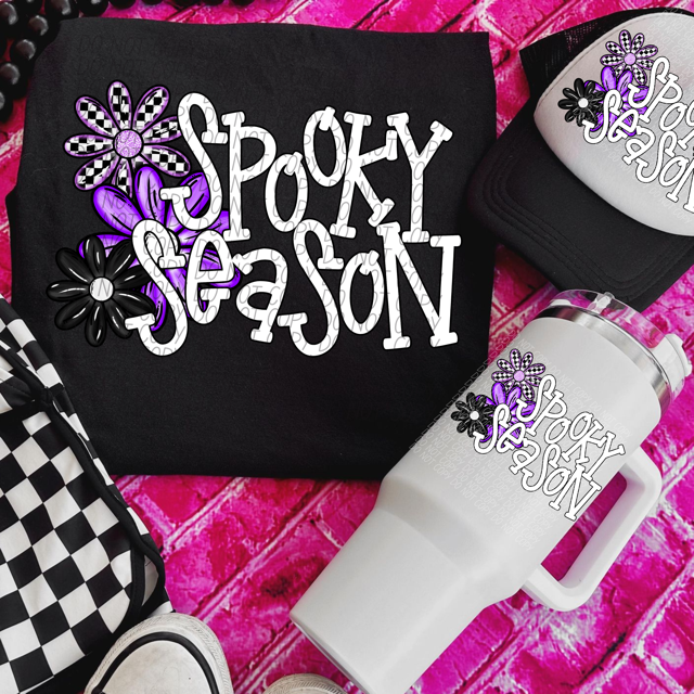 Spooky Season Purple Flower Trio DTF Print