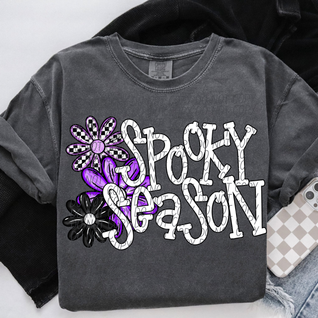 Spooky Season Purple Flower Trio DTF Print