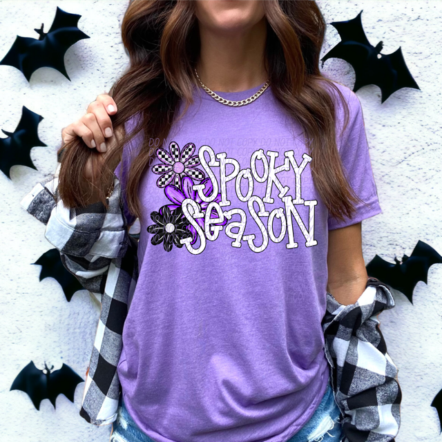Spooky Season Purple Flower Trio DTF Print