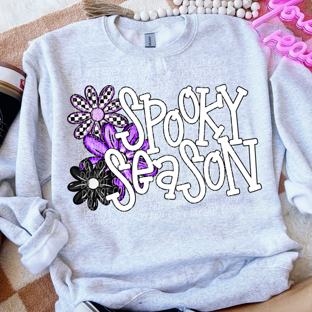 Spooky Season Purple Flower Trio DTF Print