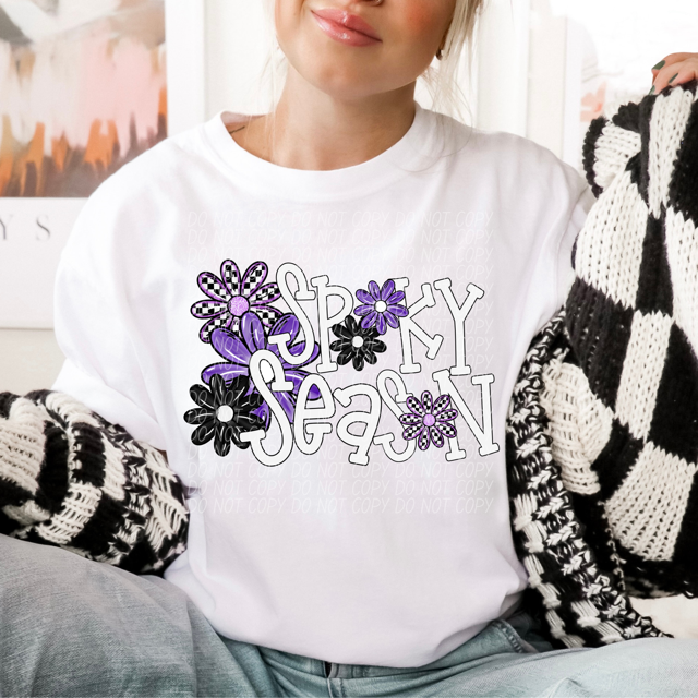 Spooky Season Purple Flowers DTF Print