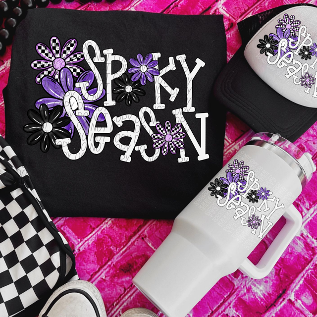 Spooky Season Purple Flowers DTF Print